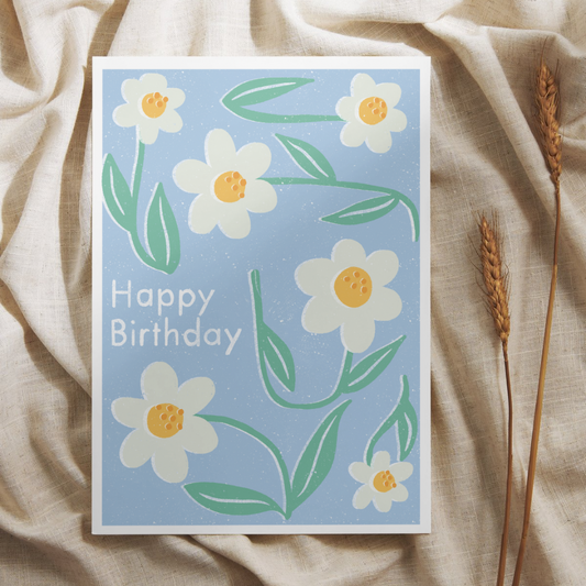 Daisies Print Birthday Card